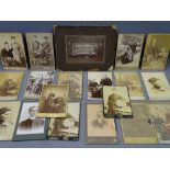 EIGHTEEN VICTORIAN CABINET CARD PHOTOGRAPHS and an early card mounted photograph of a football team,