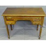 EDWARDIAN MAHOGANY LOWBOY rectangular top over a single long frieze drawer and two lower drawers