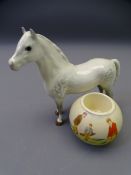 BESWICK POTTERY - WELSH MOUNTAIN PONY and a Carltonware match striker with vintage golfing scene (
