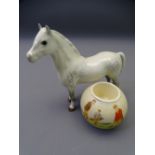 BESWICK POTTERY - WELSH MOUNTAIN PONY and a Carltonware match striker with vintage golfing scene (