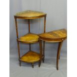 TWO REPRODUCTION MAHOGANY FURNITURE ITEMS including a three tier corner stand on turned supports