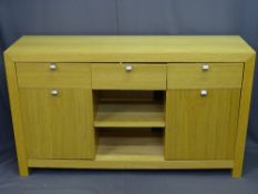 LIGHTWOOD VENEER SIDEBOARD, 85cms H, 148cms W, 46cms D