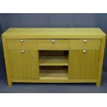 LIGHTWOOD VENEER SIDEBOARD, 85cms H, 148cms W, 46cms D