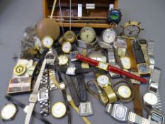 VINTAGE & LATER WRIST/POCKET WATCHES, parts, pendulums and bits and pieces along with a boxed