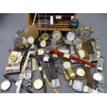 VINTAGE & LATER WRIST/POCKET WATCHES, parts, pendulums and bits and pieces along with a boxed