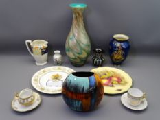 MIXED CHINA & GLASSWARE GROUP including vases by Poole, Carltonware and Italian style glass, an