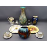 MIXED CHINA & GLASSWARE GROUP including vases by Poole, Carltonware and Italian style glass, an