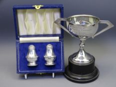 BIRMINGHAM SMALL SILVER, two items to include a twin-handled presentation trophy, 14.5cms H for