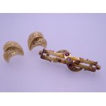 TWO 14 & 15CT GOLD ITEMS including a pair of 14ct gold earrings, 1grm and a 15ct gold Victorian