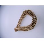 9CT GOLD FOUR ROW CURB LINK BRACELET with safety catch clasp, 14.6grms gross