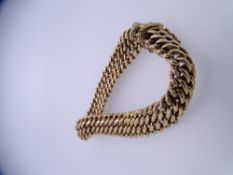 9CT GOLD FOUR ROW CURB LINK BRACELET with safety catch clasp, 14.6grms gross