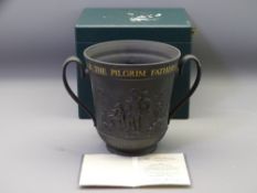 ROYAL DOULTON LOVING CUP 'THE MAYFLOWER', limited edition black basalt type, No 416/500 in