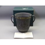 ROYAL DOULTON LOVING CUP 'THE MAYFLOWER', limited edition black basalt type, No 416/500 in