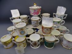 BONE CHINA CABINET MUGS & LOVING CUPS, 20 plus items by Royal Crown Derby, Buckingham Palace and