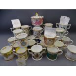 BONE CHINA CABINET MUGS & LOVING CUPS, 20 plus items by Royal Crown Derby, Buckingham Palace and