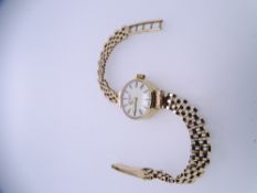 9CT GOLD ROTARY LADY'S WRIST WATCH & BRACELET STRAP, 15grms gross