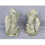 RECONSTITUTED STONE GARDEN ORNAMENTS, a pair, modelled as eagles standing on a duck's back