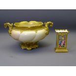 ROYAL WORCESTER CENTRE PIECE BOWL and a hand painted continental rectangular vase, the Worcester