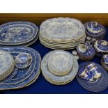 BLUE & WHITE ASIATIC PHEASANT, Willow pattern and other dresser plates and tableware to include four