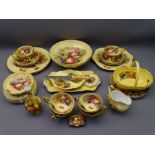 AYNSLEY ORCHARD GOLD TEA & CABINET WARE, 29 pieces to include a 25.5cms diameter fruit bowl, 6 cups,