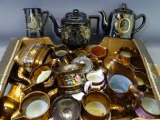 VICTORIAN COPPER LUSTRE, a quantity with a small group of Queen Victoria commemoratives in Jackfield