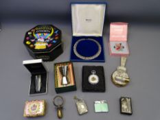 MIXED COLLECTABLES GROUP including a cased sterling silver necklace, collectable lighters, vesta