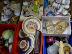 VICTORIAN & LATER JUGS, household pottery, porcelain with vintage and later commemoratives, a