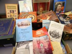 VINTAGE COMMEMORATIVE JIGSAWS, ephemera, magazines and a quantity of local interest books for Colwyn