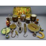 VINTAGE METALWARE & TREEN, a mixed lot to include a lidded milk can for Penlan Dairy, 300lbs
