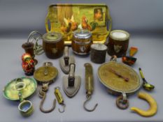 VINTAGE METALWARE & TREEN, a mixed lot to include a lidded milk can for Penlan Dairy, 300lbs