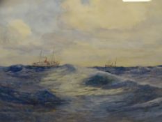 WARREN WILLIAMS watercolour - 'The Deep Blue Sea - Taking a Pilot Boat', label verso, 37.5 x 70cms