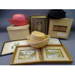 JOHN BUNYAN Welsh Family Bible, small selection of pictures and prints and vintage hats in boxes