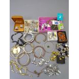 STERLING SILVER, CORAL, AMBER and other vintage and later costume jewellery along with a Citizen