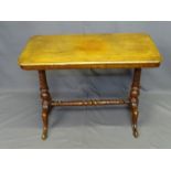 VICTORIAN MAHOGANY SIDE TABLE rectangular top with moulded edge on turned columns and four splayed