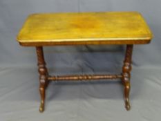 VICTORIAN MAHOGANY SIDE TABLE rectangular top with moulded edge on turned columns and four splayed