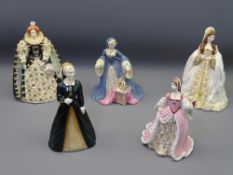 HISTORIC ROYALTY FIGURINES by Royal Worcester, Wedgwood and Coalport to include Queen Elizabeth I by