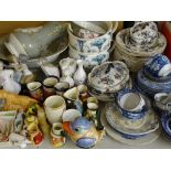 GOOD MIXED SELECTION OF VICTORIAN & LATER DINNERWARE, bedroom potties, jug and wash bowl, ornamental
