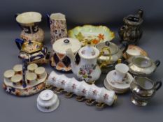 LATE 19TH CENTURY IMARI TYPE TABLEWARE, bone china part coffee set, silver lustre teaset ETC