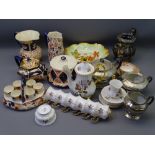 LATE 19TH CENTURY IMARI TYPE TABLEWARE, bone china part coffee set, silver lustre teaset ETC
