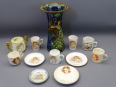 WILEMAN & CO FOLEY INTARSIO VASE, Paragon Princess Elizabeth and Margaret early commemoratives,