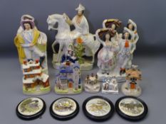 STAFFORDSHIRE FIGURINES, pastille burners, modern pot lids ETC