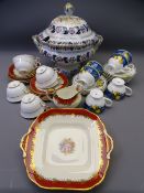 AYNSLEY FLORAL DECORATED PART TEASET, 20 pieces to include 6 cups, 6 saucers, 6 side plates, jug and