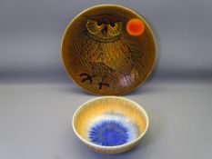 POOLE POTTERY AEGEAN CHARGER and a Ruskin pottery fruit bowl, the 41cms diameter Poole charger