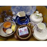 MIXED TABLE CROCKERY & DECORATIVE GLASSWARE including a Venetian Millefiori two-handled vase