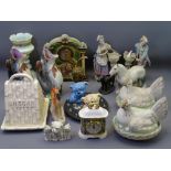 MAJOLICA GLUG JUGS, Staffordshire 'Hens on Nests', Parian figurines and other mixed pottery,