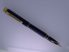 SHEAFFER TARGA FOUNTAIN PEN with 14ct nib, dark blue lacquer finish with gold plated trim