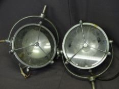 VINTAGE CHROME MARINE TYPE SEARCH LIGHTS, 28cms diameter lenses