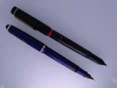 TWO GERMAN TECHNICAL DRAWING/FINE POINT PENS including an example by Page in blue with gold plated