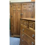 CROWN AY FURNITURE - TWO DOOR WARDROBE & TALL BOY BEDROOM SET