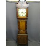 14" SQUARE PAINTED DIAL LONGCASE CLOCK, Roman numerals with subsidiary seconds and date aperture